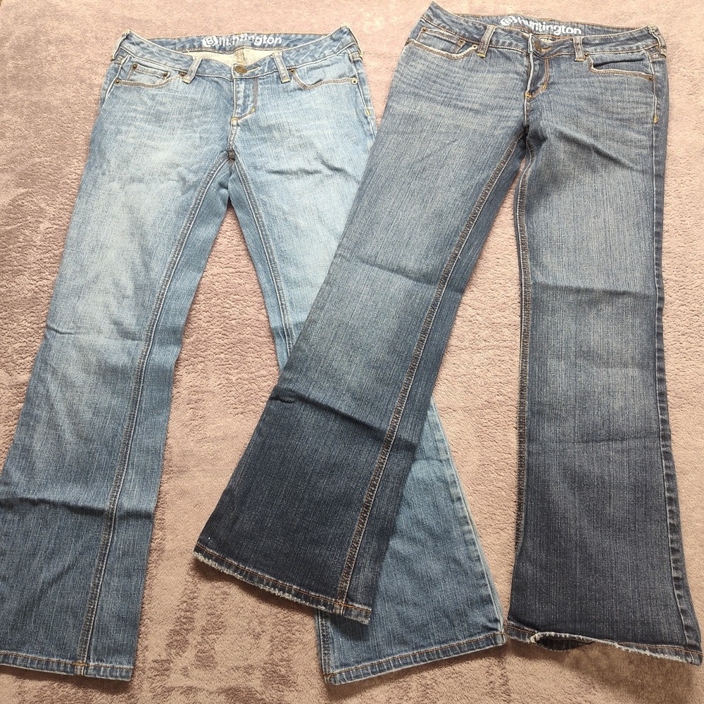 Bullhead jrs jeans 5 short flare leg blue denim Huntington flower preppy school